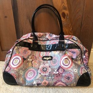Kathy van Zeeland satinized polyester floral print carry . 22” x 10” x 14”